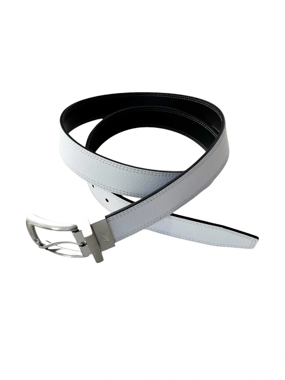 Nike Genuine Leather Reversible black and white mens brushed nickel belt | XL